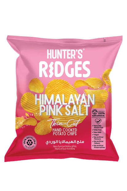 Hunter Ridges Thin Cut Potato Chips Himalayan Pink Salt